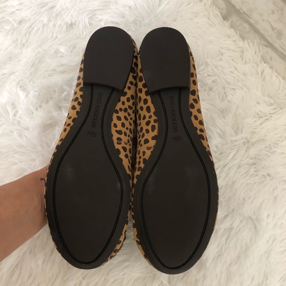 Enzo Angiolini Leather Cheetah Print Flat Shoes - Picture 3 of 5